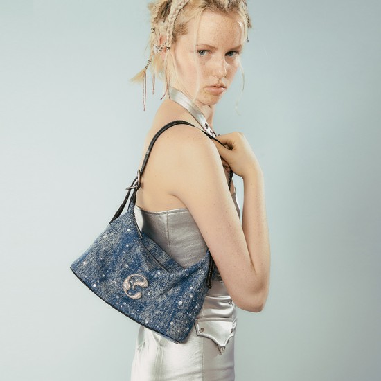 Denim cross-body bag