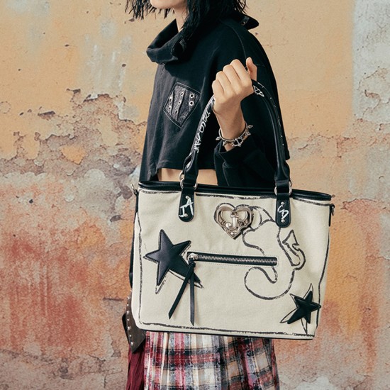 Tote Bag Womens shoulder bag graffiti canvas bag - Memoo.com