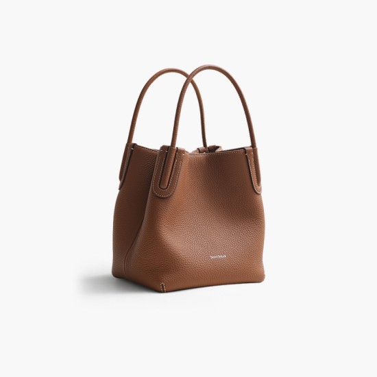 Hand top layer cowhide women's bucket bag