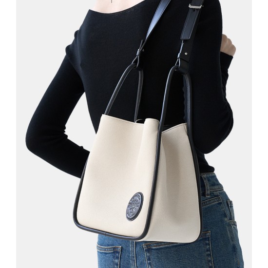 Large-capacity commuter canvas bag textured hand-carried shoulder crossbody bag - Memoo.com