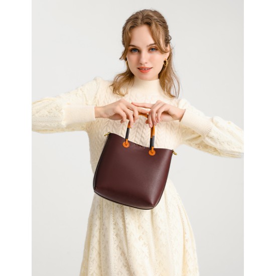 Cowhide bucket bag tote bag