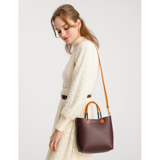 Cowhide bucket bag tote bag - Memoo.com