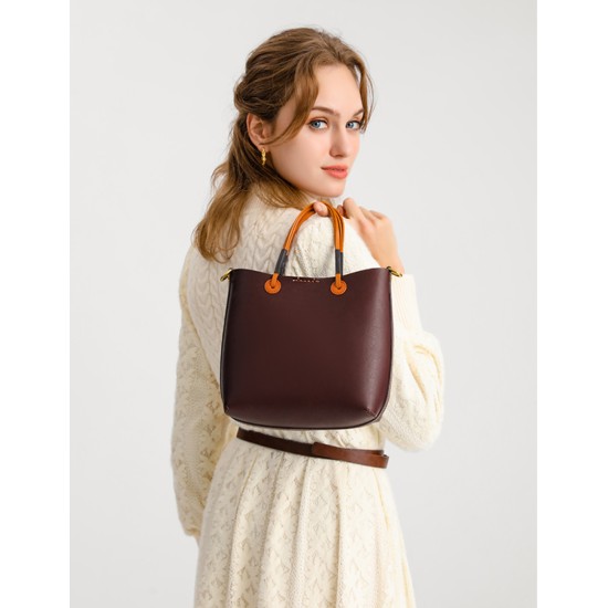 Cowhide bucket bag tote bag