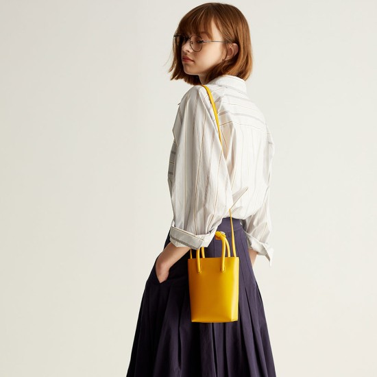 Single shoulder tote yellow phone bag - Memoo.com