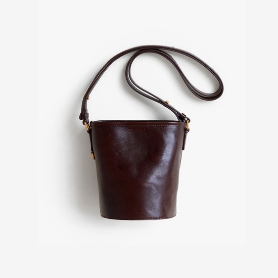 Single shoulder diagonal span small bucket bag