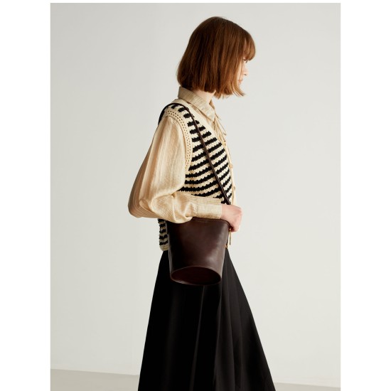 Single shoulder diagonal span small bucket bag - Memoo.com