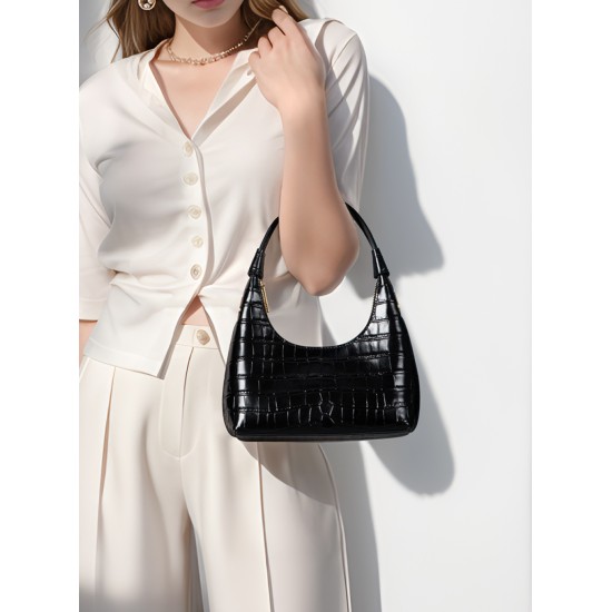 Hand-held versatile crescent bag texture cross-body bag - Memoo.com