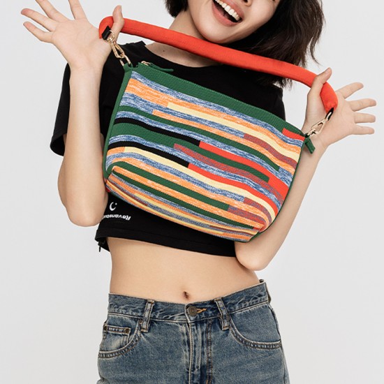 Color blocked shoulder bag rainbow square candy bag 2024 new high-end niche handbag crossbody bag for women - Memoo.com