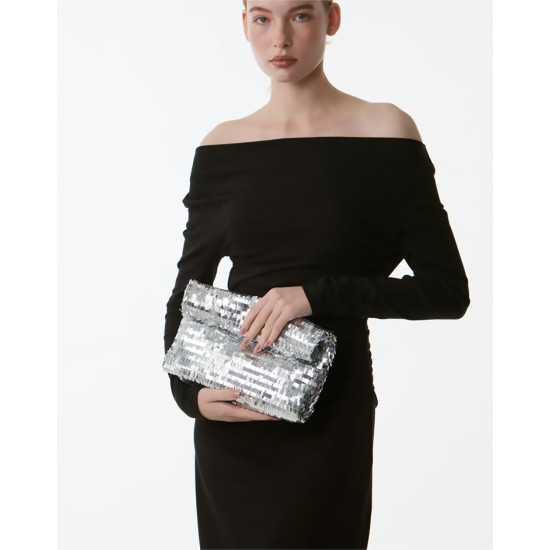 Silver sequin bag niche clutch women - Memoo.com