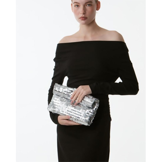 Silver sequin bag niche clutch women - Memoo.com