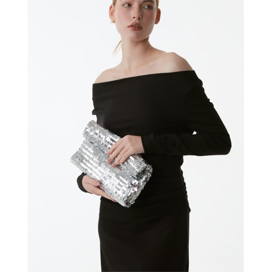 Silver sequin bag niche clutch women - Memoo.com