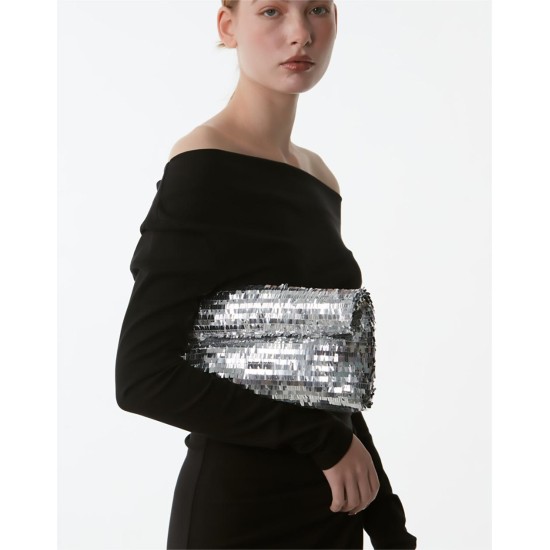 Silver sequin bag niche clutch women