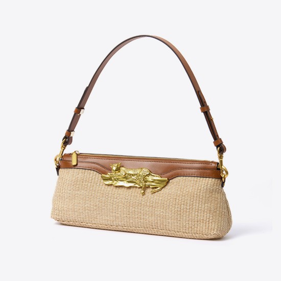 Cannes afternoon lazy cheetah straw armpit bag - Memoo.com