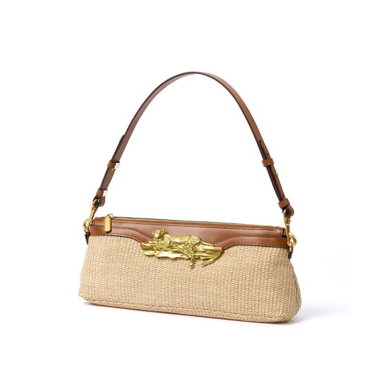 Cannes afternoon lazy cheetah straw armpit bag - Memoo.com