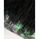 Embroidered sequins ostrich feather velvet clutch - Memoo.com