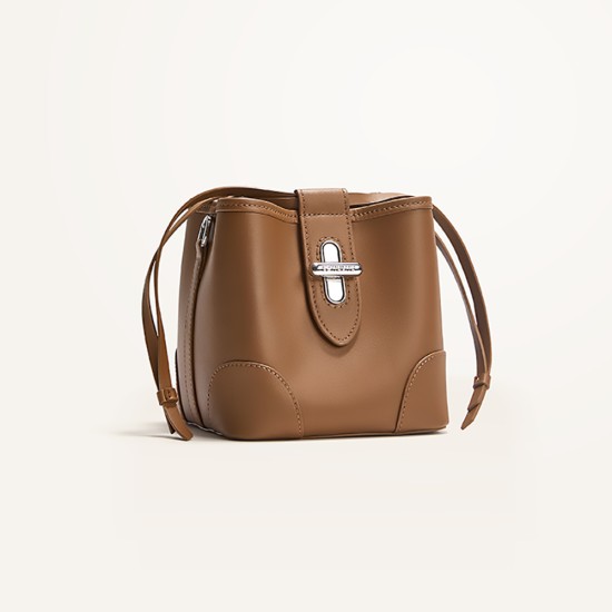 leather shoulder crossbody bag sense commuter hand-held roasted wheat bag - Memoo.com