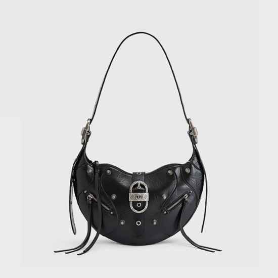 Croissant TESSA large capacity motorcycle shoulder crossbody bag armpit bag - Memoo.com