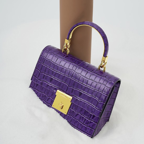 Crocodile texture hand-held small square bag leather womens bag - Memoo.com