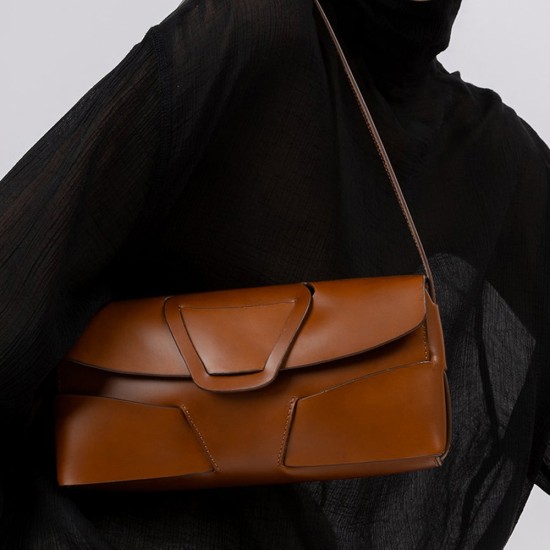 Genuine leather flap envelope bag