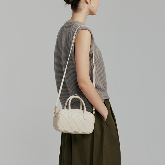 Soft cowhide rhombic tote bag - Memoo.com