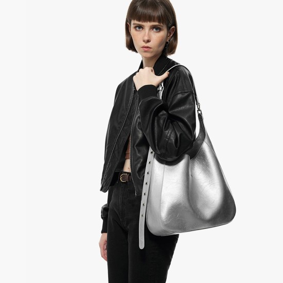 Silver tote bag womens commuting premium bag - Memoo.com