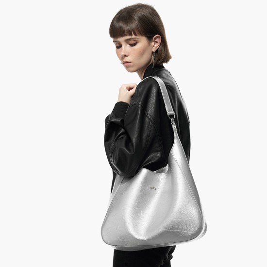 Silver tote bag womens commuting premium bag - Memoo.com