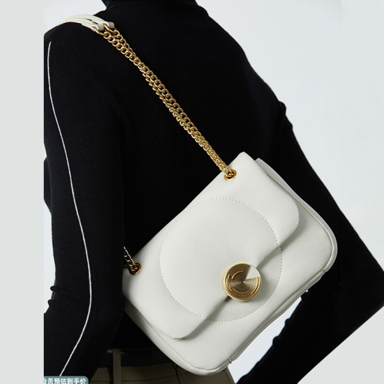 Cowhide chain small square bag - Memoo.com