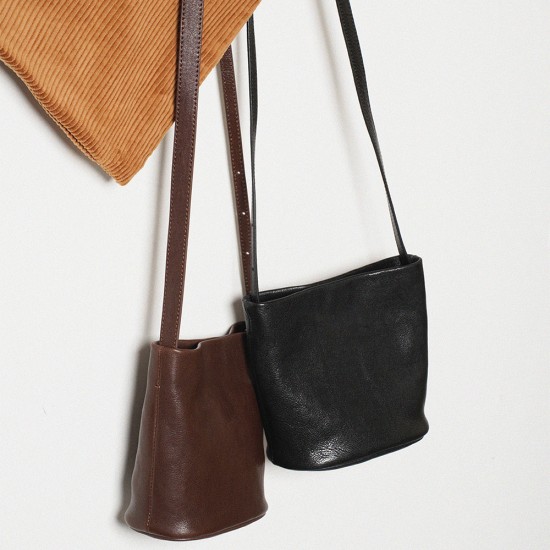 Vintage delicate mini bucket bag, armpit bag, one-shoulder crossbody bag - Memoo.com