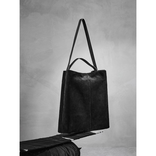 Leather Black Commuter Shoulder Tote Bag - Memoo.com