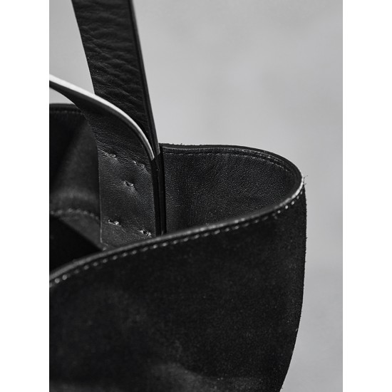 Leather Black Commuter Shoulder Tote Bag