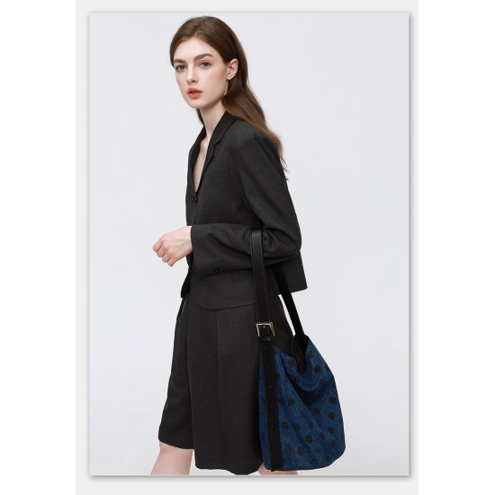 Large-capacity denim bucket bag, tote bag, one-shoulder crossbody bag - Memoo.com