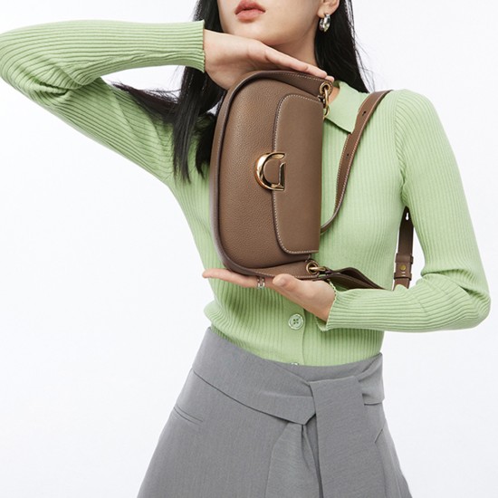 Disona women's bag, leather crossbody bag, armpit bag, vintage saddle bag