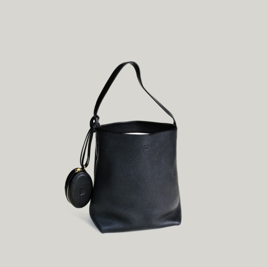 Leather bucket bag tote shoulder armpit commuter bag - Memoo.com