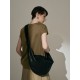 Cow horn leather diagonal bag - Memoo.com