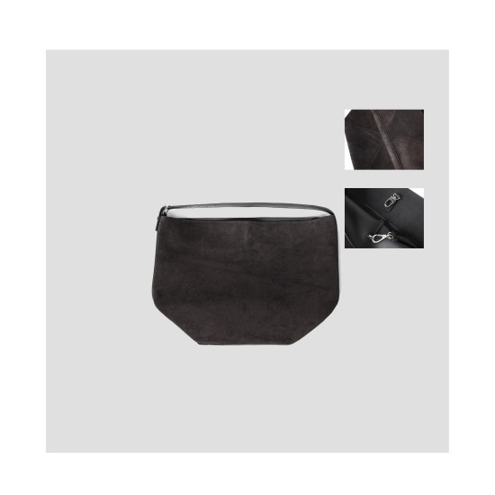 Cowhide fleece one-shoulder diagonal black tote bag for women - Memoo.com