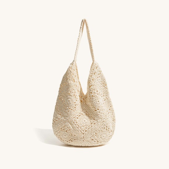 Woven bag Crochet shoulder bag Mori Hollow cotton thread beach bag Holiday Tote bag - Memoo.com