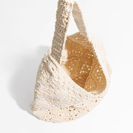 Woven bag Crochet shoulder bag Mori Hollow cotton thread beach bag Holiday Tote bag