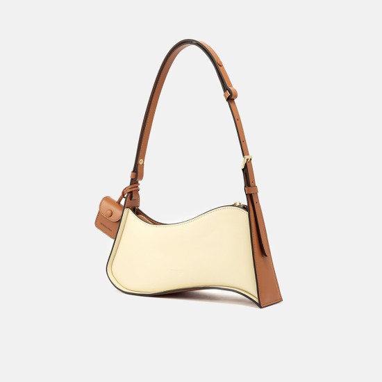 Leather womens bag Underarm bag cowhide shoulder crossbody bag Wave bag - Memoo.com