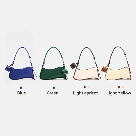 Leather women's bag Underarm bag cowhide shoulder crossbody bag Wave bag