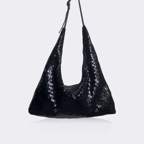 Black sequins crossbody bag womens casual bag - Memoo.com