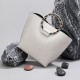 Bucket bag, white bag, circular ring handbag, one shoulder crossbody bag - Memoo.com