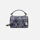 Starry Sky Series Jacquard Small Square Bag Stripe Spliced Handbag Crossbody Bag - Memoo.com