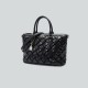 Black leather woven bag, handbag, large capacity tote bag, women's crossbody bag