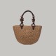 Grass woven beach bag, hand woven bag, large capacity bucket tote bag - Memoo.com