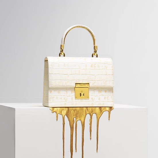 Crossbody bag in white crocodile leather handbag and shoulder bag - Memoo.com