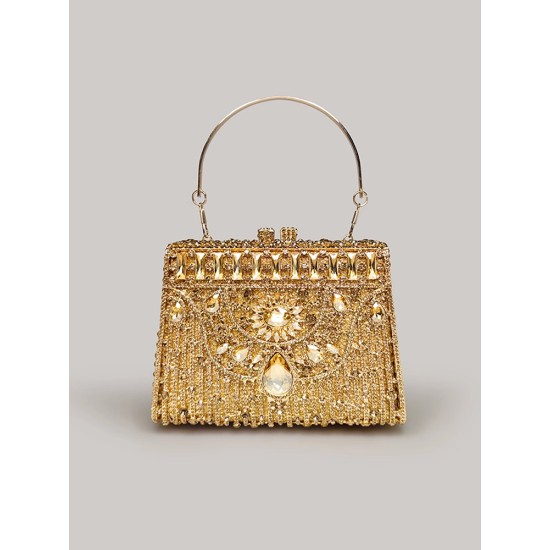 Evening Bag Gold Rhinestone Clutch Bag  Womens Handbag Chain Crossbody Bag - Memoo.com