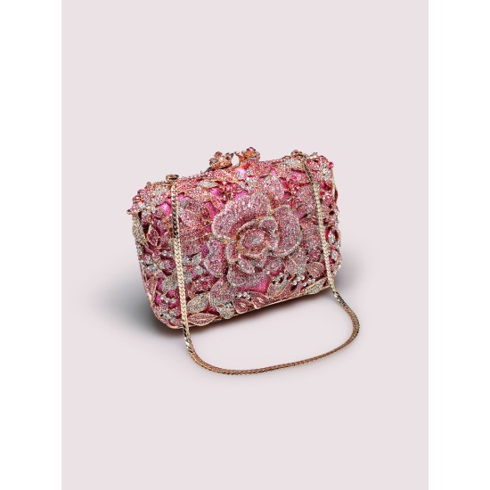 Evening bag Rhinestone Clutch Full Diamond Flower Handbag Mini Banquet Bag Box Clutch