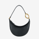 Cow leather black crescent shaped casual handbag - Memoo.com