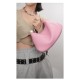 Pink Leather Beaded Handbag Dumpling Bag - Memoo.com