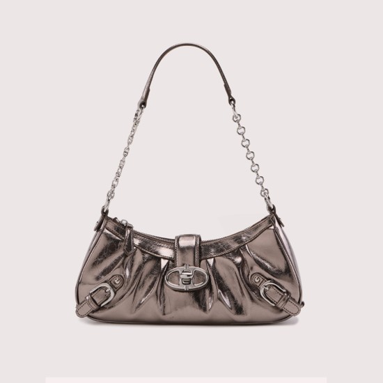 Wrinkled locomotive bag, oil wax cowhide shoulder bag, crossbody bag, chain shouder bag - Memoo.com